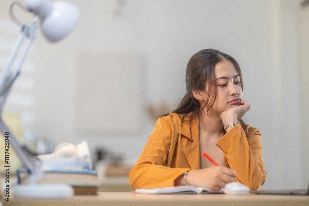 Focused Woman on Laptop for Remote Learning and Working Focused Woman on Laptop for Remote Learning and Working