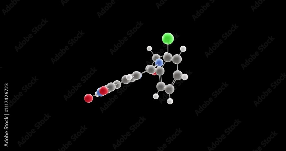 Clonazepam molecule, rotating 3D model of benzodiazepines, looped video on a black background Clonazepam molecule, rotating 3D model of benzodiazepines, looped video on a black background