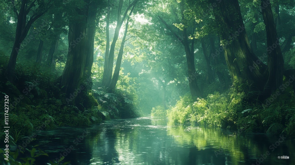 Tranquil Twilight in a Serene Forest Setting Tranquil Twilight in a Serene Forest Setting