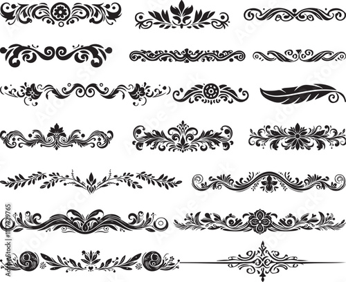 Decorative floral Border design set eps file