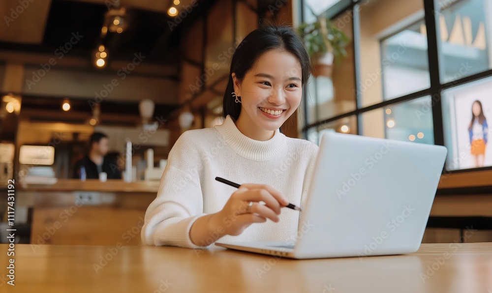 Woman working with laptop in a house, work from home concept Woman working with laptop in a house, work from home concept