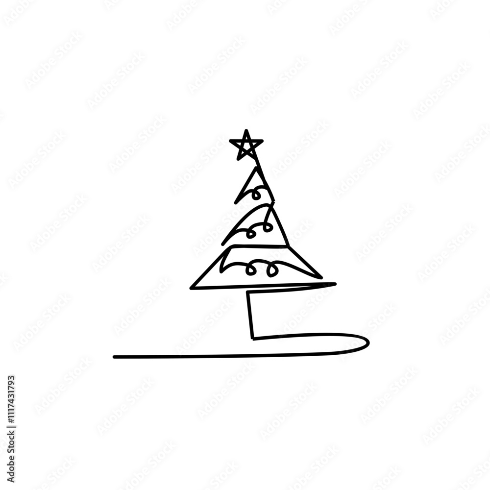 continuous line of christmas tree continuous line of christmas tree