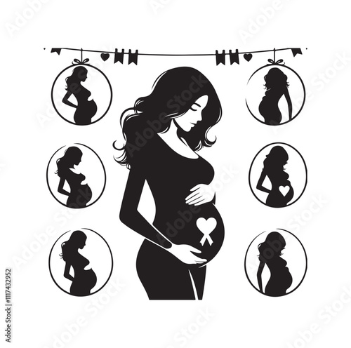 Pregnant woman silhouette vector illustration
