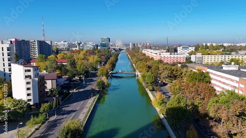 Wallpaper Mural Soaring Above Dambovita River in Regie Neighborhood with Ciurel Bridge in View, Autumn, Bucharest, Romania Torontodigital.ca