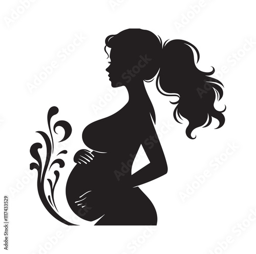 Pregnant woman silhouette vector illustration
