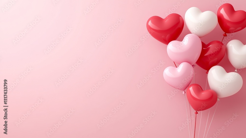 Happy Valentine's Day with symbols of hearts, balloons, and confetti. Happy Mother's Day. Happy international women's day. Gift boxes on a pink color backdrop. Greeting card. Top view, copy space area Happy Valentine's Day with symbols of hearts, balloons, and confetti. Happy Mother's Day. Happy international women's day. Gift boxes on a pink color backdrop. Greeting card. Top view, copy space area