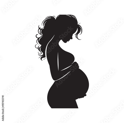 Pregnant woman silhouette vector illustration
