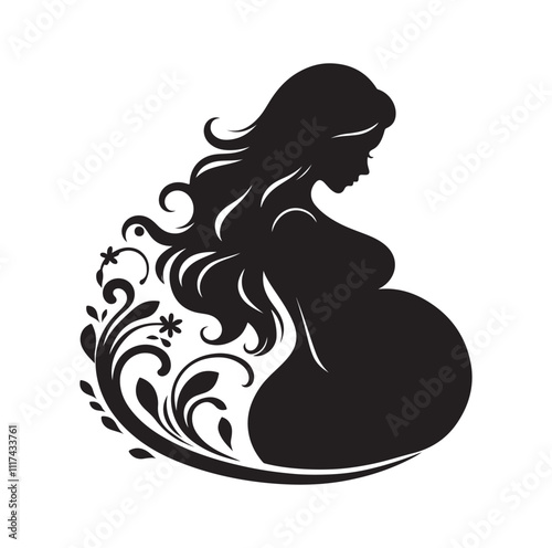 Pregnant woman silhouette vector illustration
