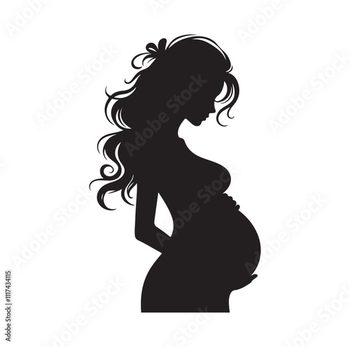 Pregnant woman silhouette vector illustration
