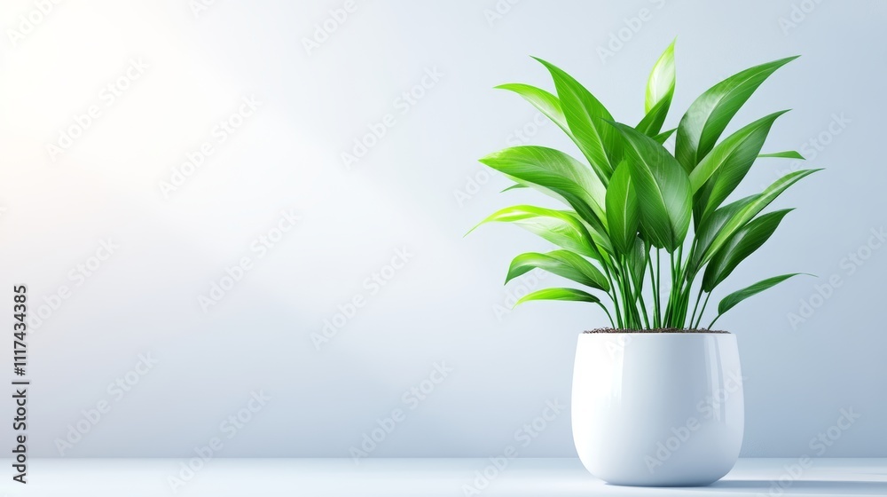 Green Potted Plant Model in 3D with Empty Background Green Potted Plant Model in 3D with Empty Background