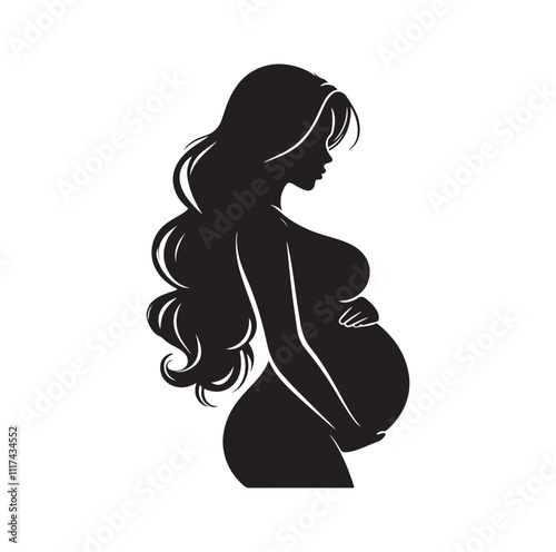 Pregnant woman silhouette vector illustration
