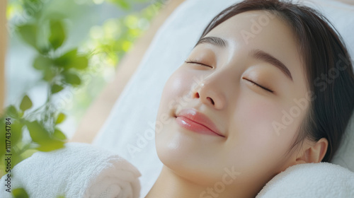 Korean woman enjoy and relax gets spa body care treatment