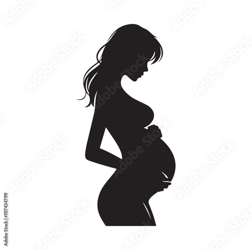 Pregnant woman silhouette vector illustration
