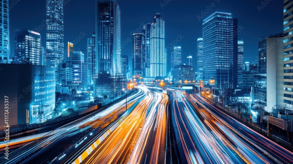 Night Cityscape: Urban Lights and Dynamic Traffic Night Cityscape: Urban Lights and Dynamic Traffic