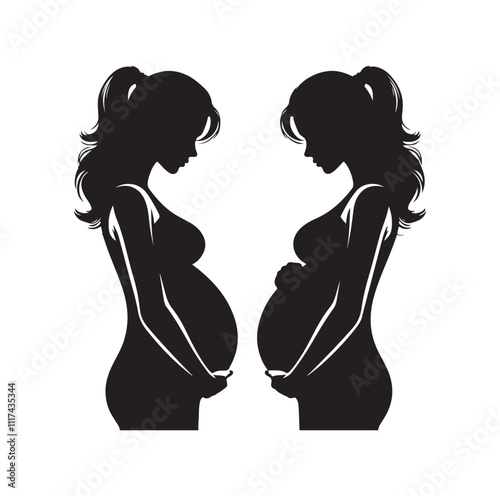 Pregnant woman silhouette vector illustration
