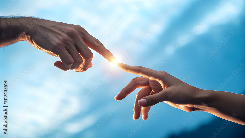 Fingers Touching with Light. Perfect for: New Year's, Creative Day Fingers Touching with Light. Perfect for: New Year's, Creative Day