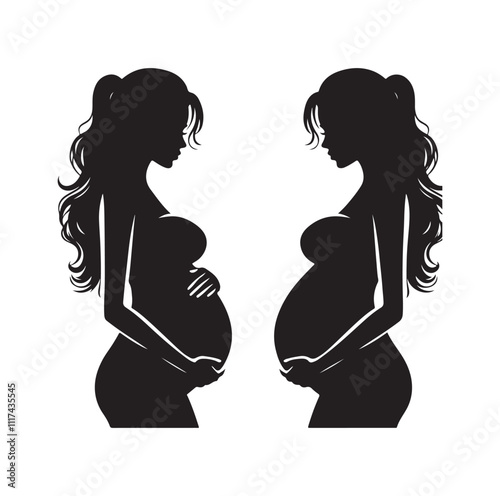 Pregnant woman silhouette vector illustration
