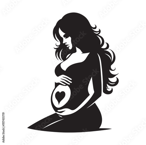 Pregnant woman silhouette vector illustration
