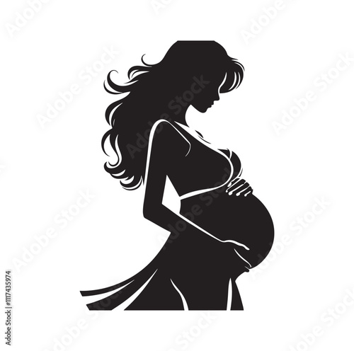 Pregnant woman silhouette vector illustration