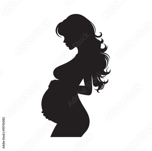 Pregnant woman silhouette vector illustration