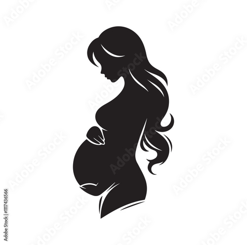 Pregnant woman silhouette vector illustration