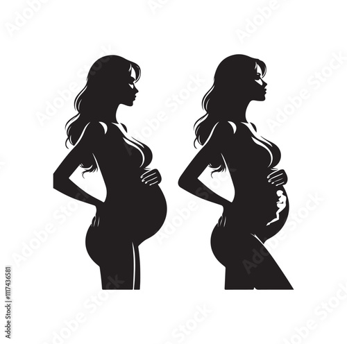 Pregnant woman silhouette vector illustration