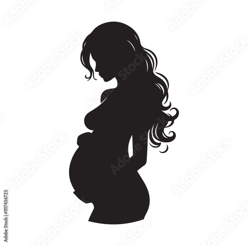 Pregnant woman silhouette vector illustration