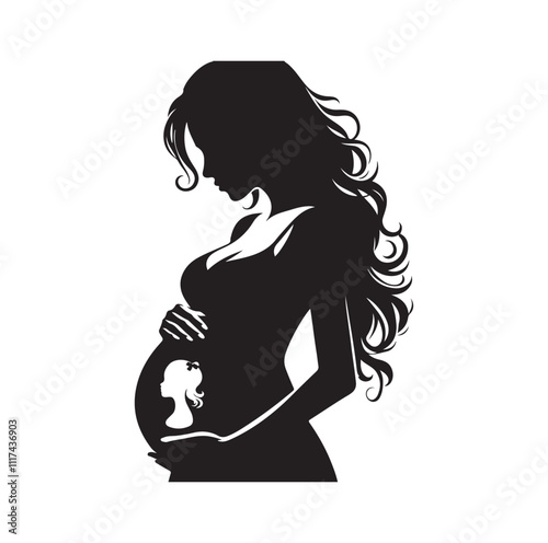 Pregnant woman silhouette vector illustration