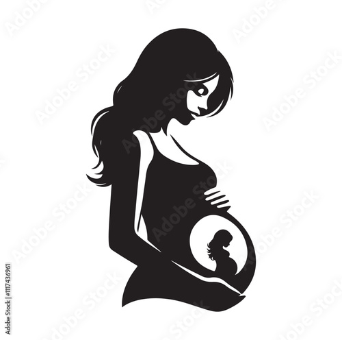 Pregnant woman silhouette vector illustration