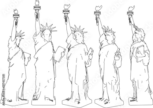 Vector sketch illustration of silhouette design of famous statue in America as a symbol of freedom