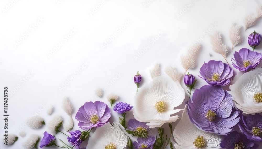 Greeting card background with wildflowers in shades of purple Greeting card background with wildflowers in shades of purple