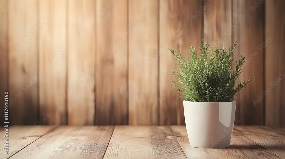 Wooden Background with Plant Pot Illustration Wooden Background with Plant Pot Illustration