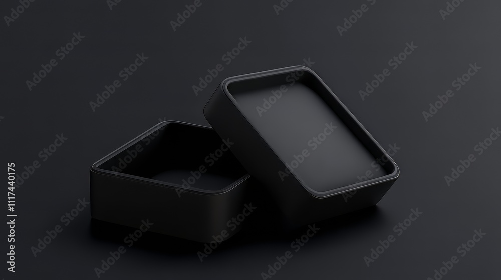 Black product box template. opened and closed box mockup. product mockup. Ultra realistic. Photorealistic hypermaximalist advertising photography hyper realistic fine detail Black product box template. opened and closed box mockup. product mockup. Ultra realistic. Photorealistic hypermaximalist advertising photography hyper realistic fine detail