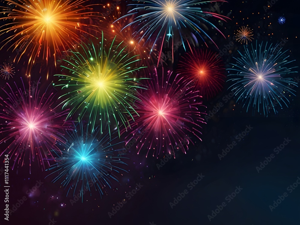 Naklejka premium fireworks over the night sky