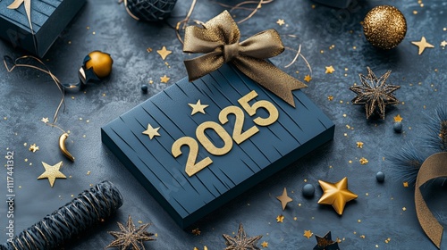 Gift box and modern Christmas decoration