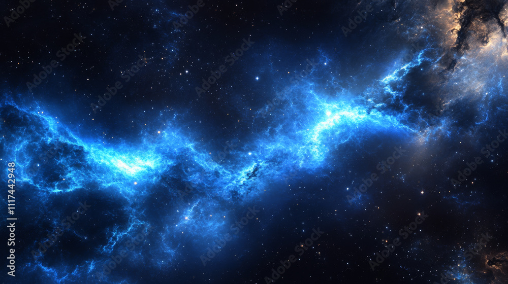 Blue glowing light trajectory in space, computer generated abstract background, 3D rendering Blue glowing light trajectory in space, computer generated abstract background, 3D rendering