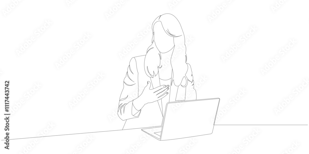 business woman outline vector design line art style