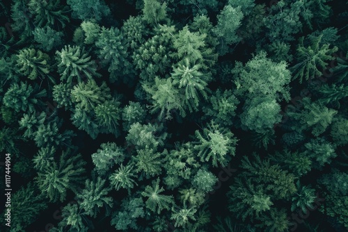 A dense forest floor covered in ferns and lush greenery.