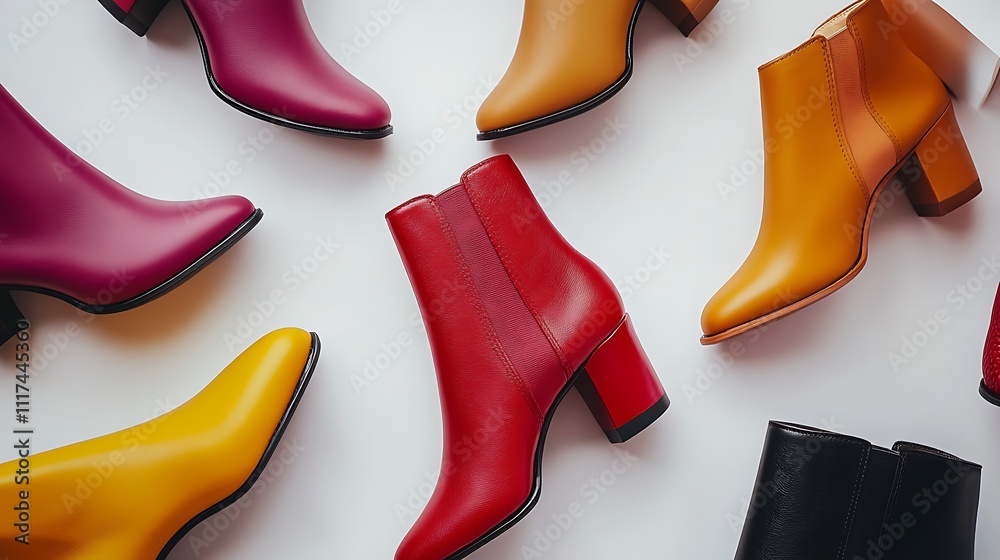Colorful Ankle Boots on a White Background Colorful Ankle Boots on a White Background