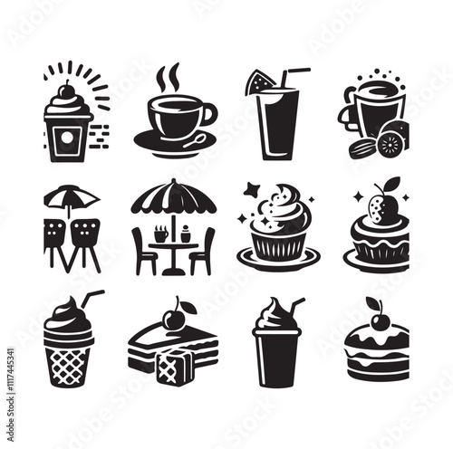 restaurant icon set silhouette vector illustration