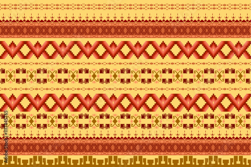 Ikat ethnic abstract geometric embroidery oriental traditional seamless pattern. Native geometry decorative design for fabric, wallpaper, background, interior, decoration, texture, fashion, graphic