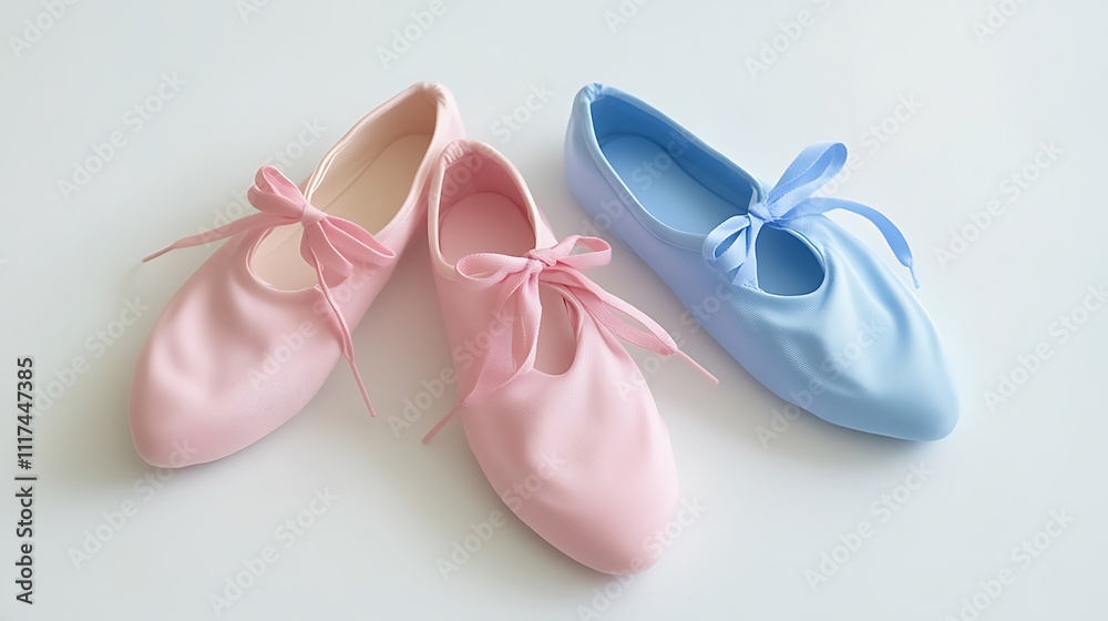 Pair of Pink and Blue Ballet Flats with Ribbon Pair of Pink and Blue Ballet Flats with Ribbon