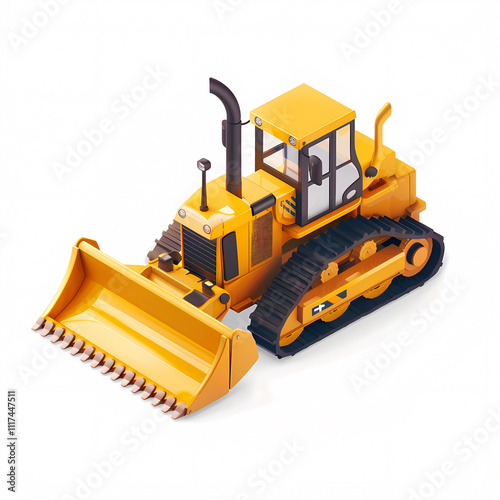 bulldozer 3d isometric illustration isolated on white background