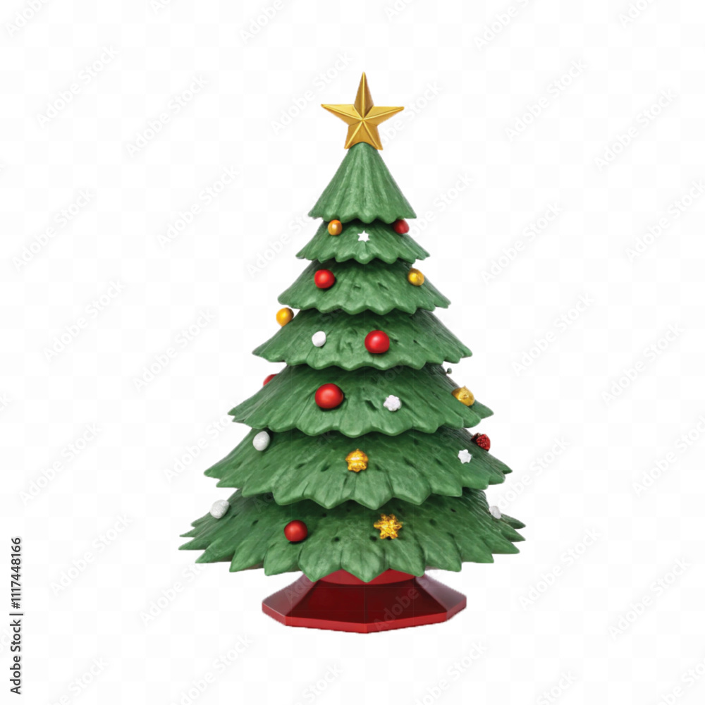 3d Decorated green Christmas tree in different style isolated on white background
3d Decorated green Christmas tree in different style isolated on white background