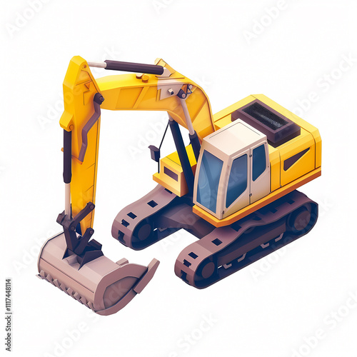 excavator 3d isometric illustration isolated on white background