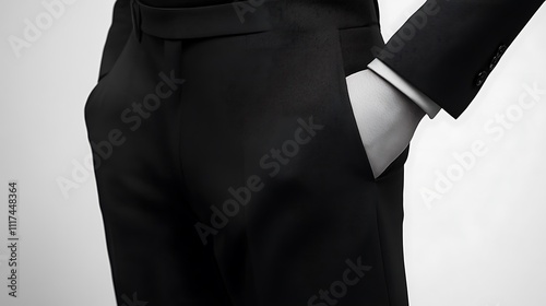 Black Suit with Hand in Pocket