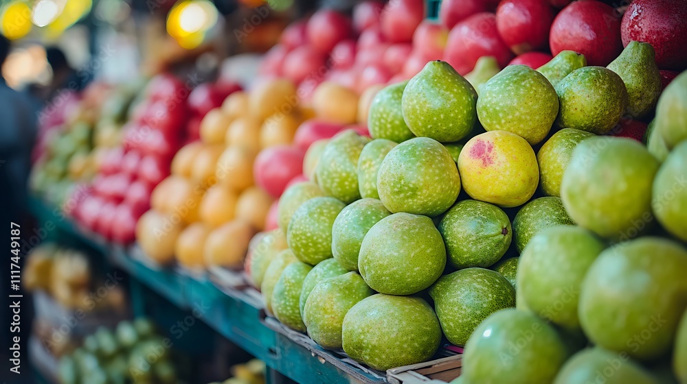 Vibrant fruit market display local market photography outdoor close-up