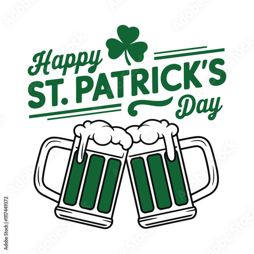 Happy St. Patrick's Day Beer Mugs Illustration