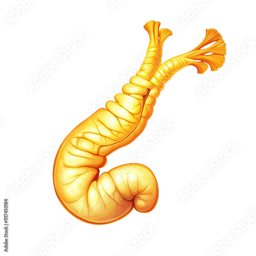 Vibrant illustration of stylized shrimp, showcasing its unique shape and texture, perfect for culinary or seafood themes isolated on transparent background photo