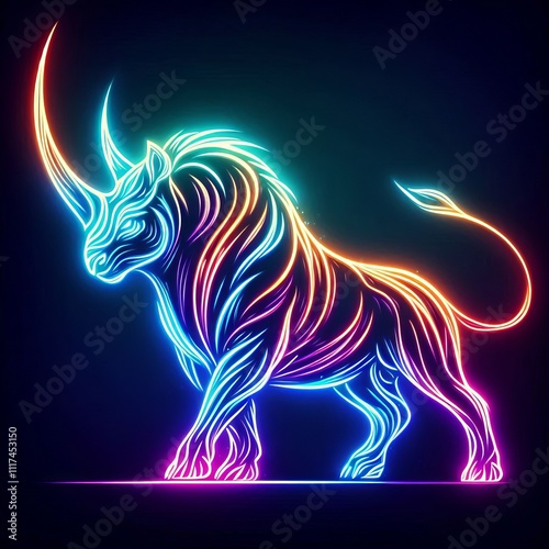 181 Neon Animal Silhouette A dynamic image of an animal silhouet